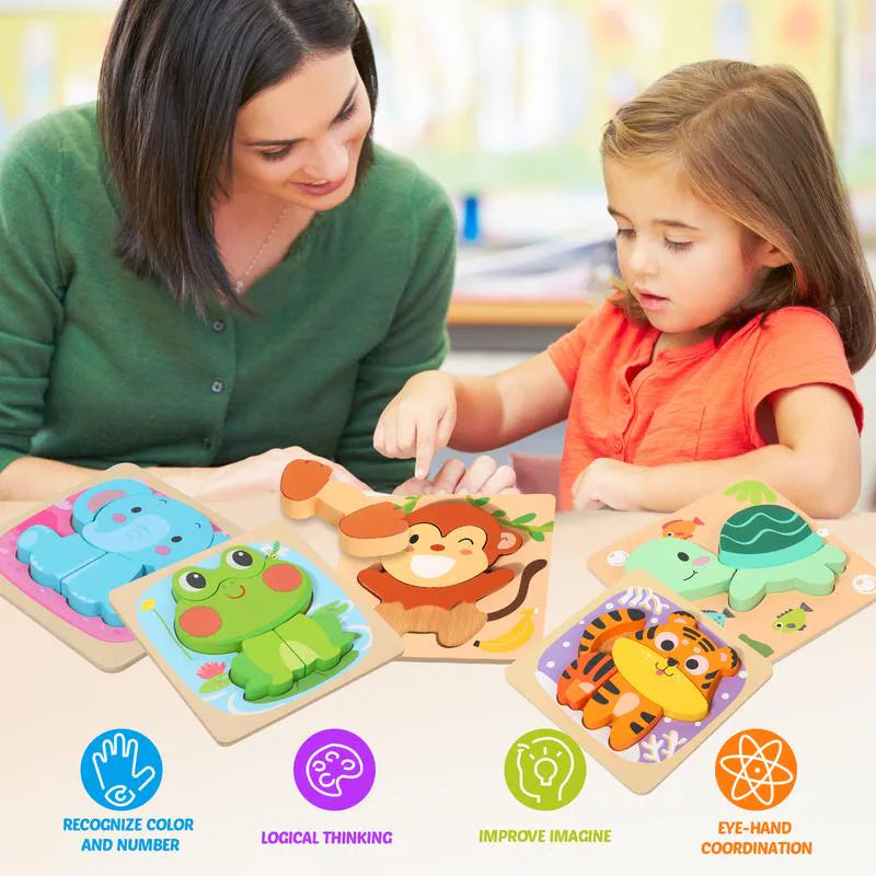 TinyMinds™ Wooden Puzzle - Montessori Learning Toys for Toddlers