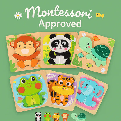 TinyMinds™ Wooden Puzzle - Montessori Learning Toys for Toddlers