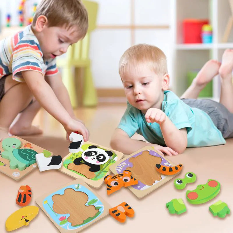 TinyMinds™ Wooden Puzzle - Montessori Learning Toys for Toddlers